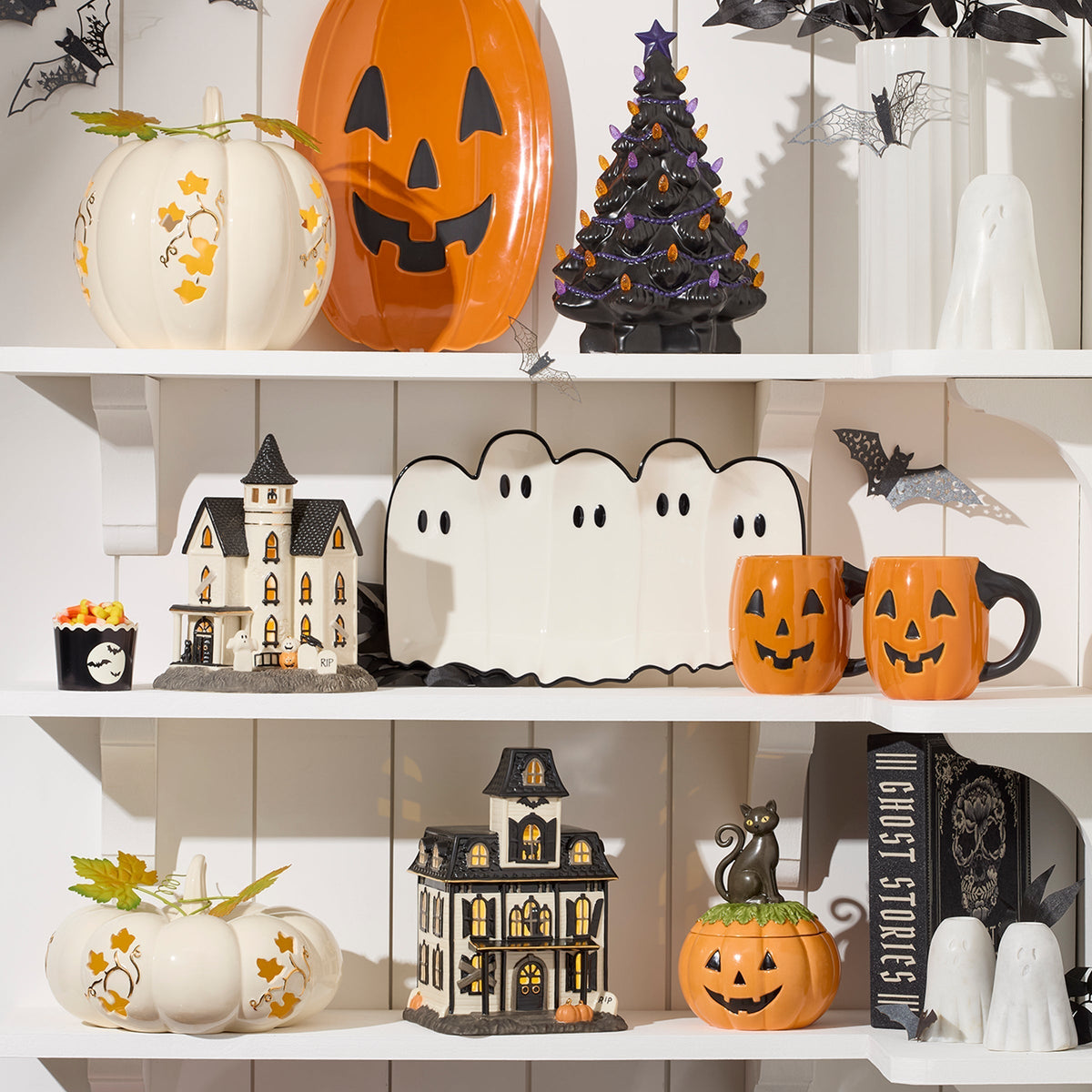 Vintage Halloween Lit Manor Figurine