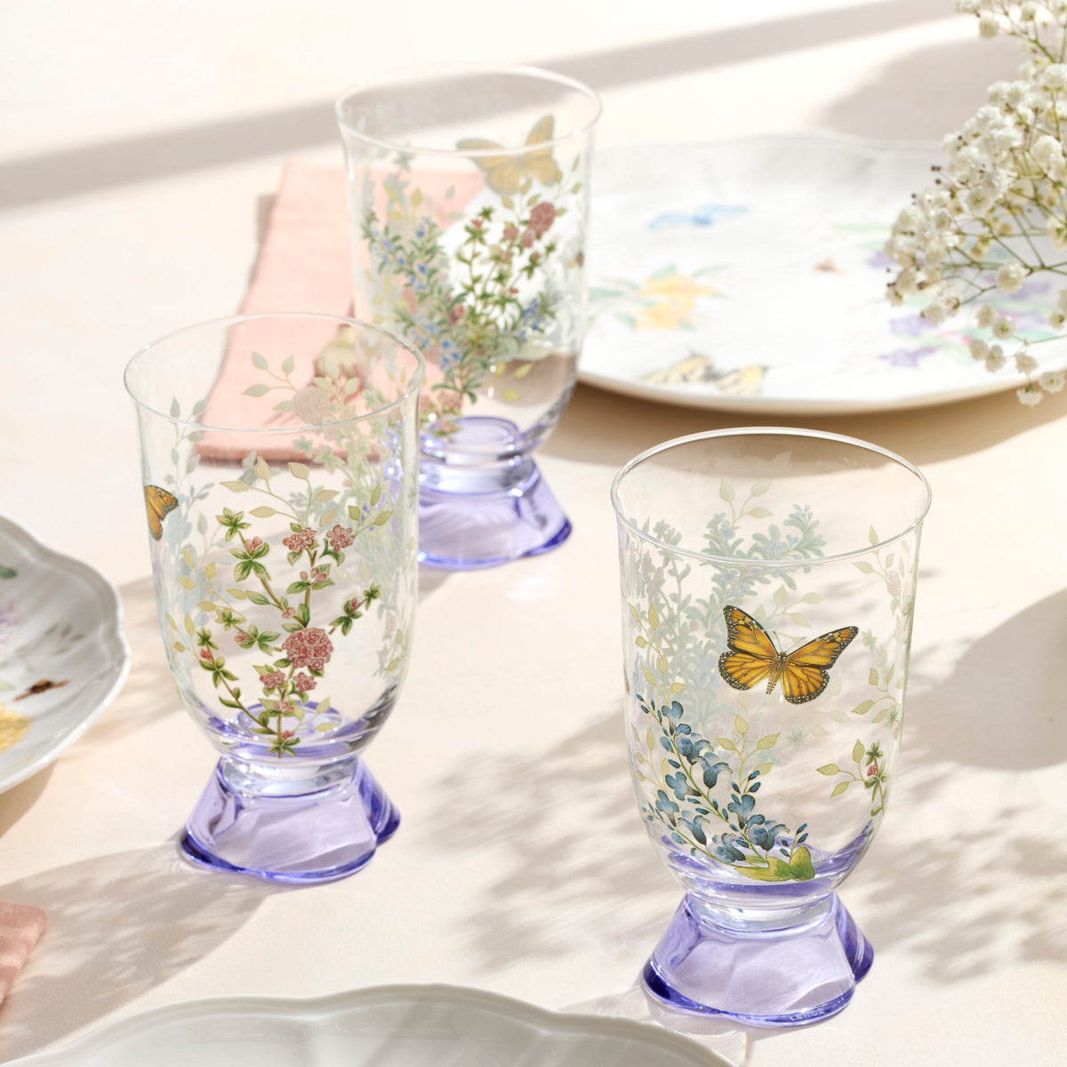 Butterfly Meadow Herbs Tall Tumblers, Set of 4