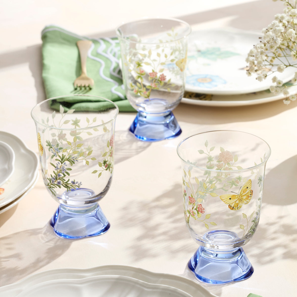 Butterfly Meadow Herbs Short Tumblers, Set of 4