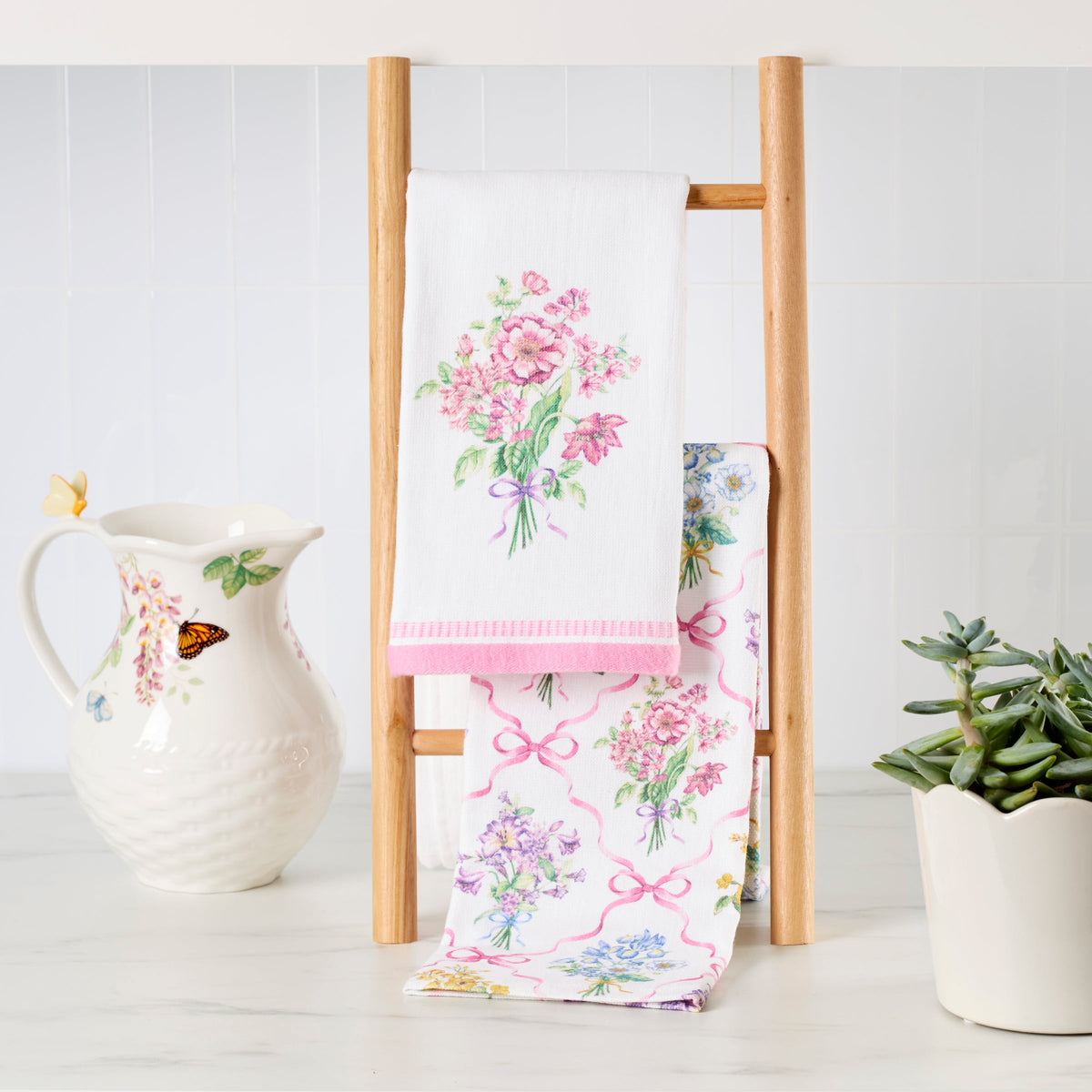 Bouquet Ribbon Kitchen Towels, Set of 2
