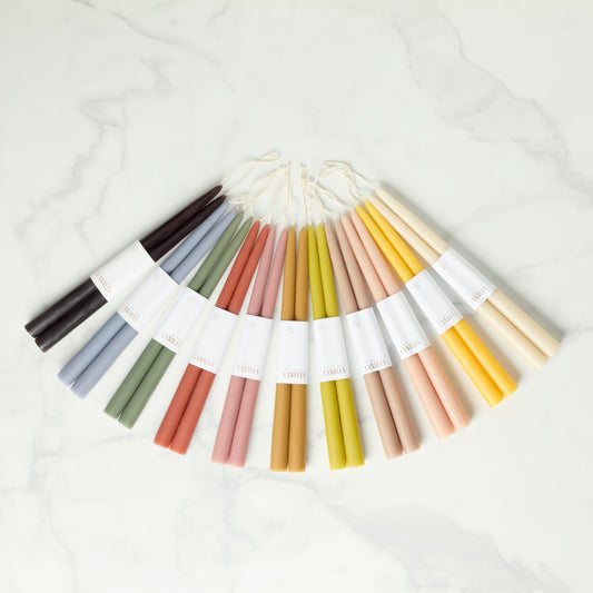 Dipped Greige 12" Taper Candle, Set of 2