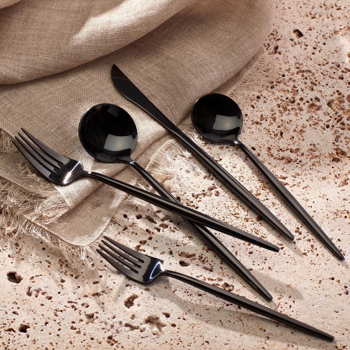 Zephyr Black Mirror 45-Piece Flatware Set