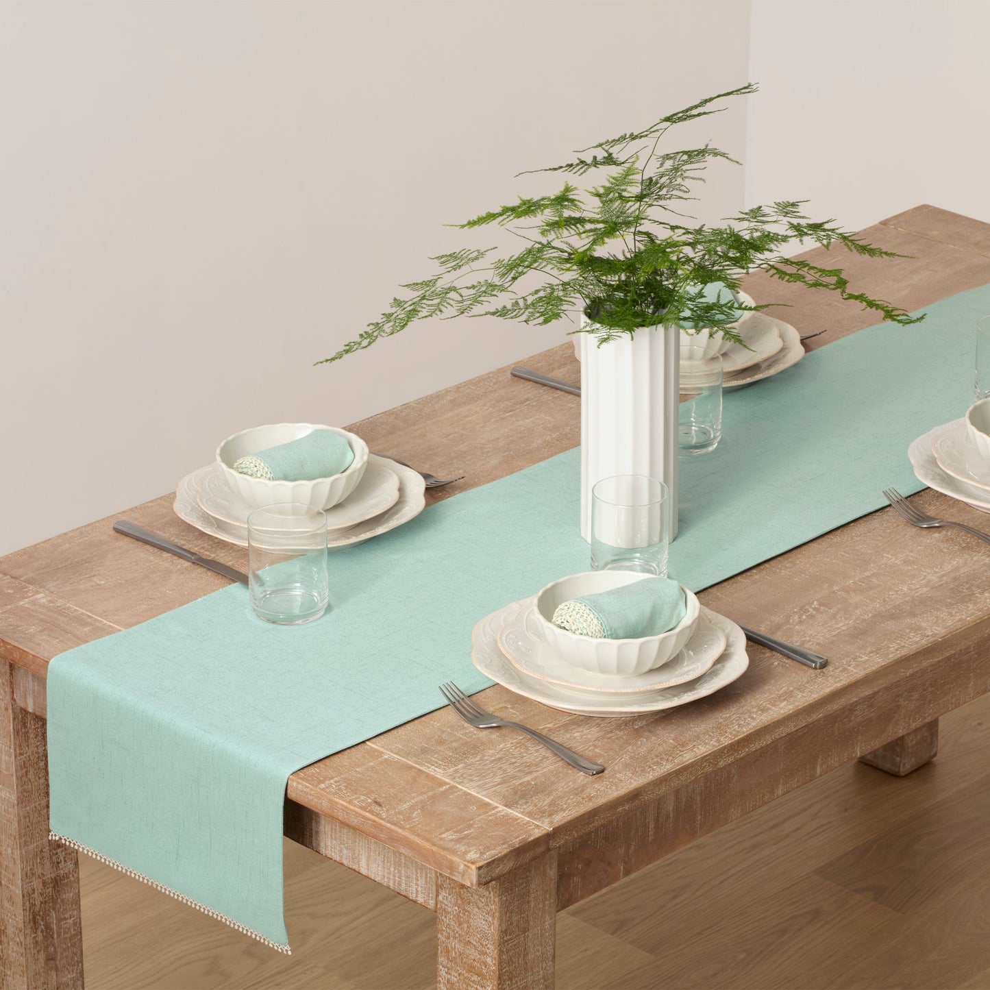French Perle Ice Blue 14x70 Table Runner