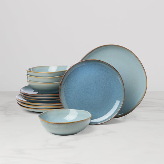 Organic Shades Blue 12-Piece Dinnerware Set