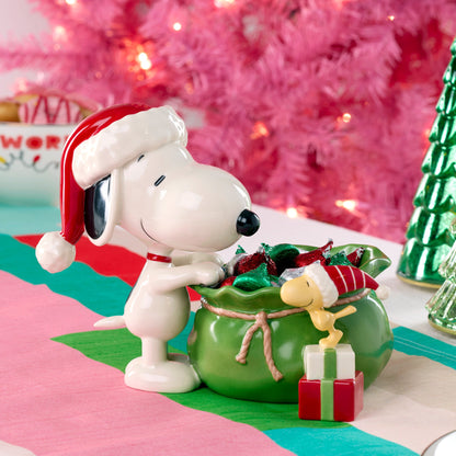 Snoopy Christmas Santa Sack Candy Bowl