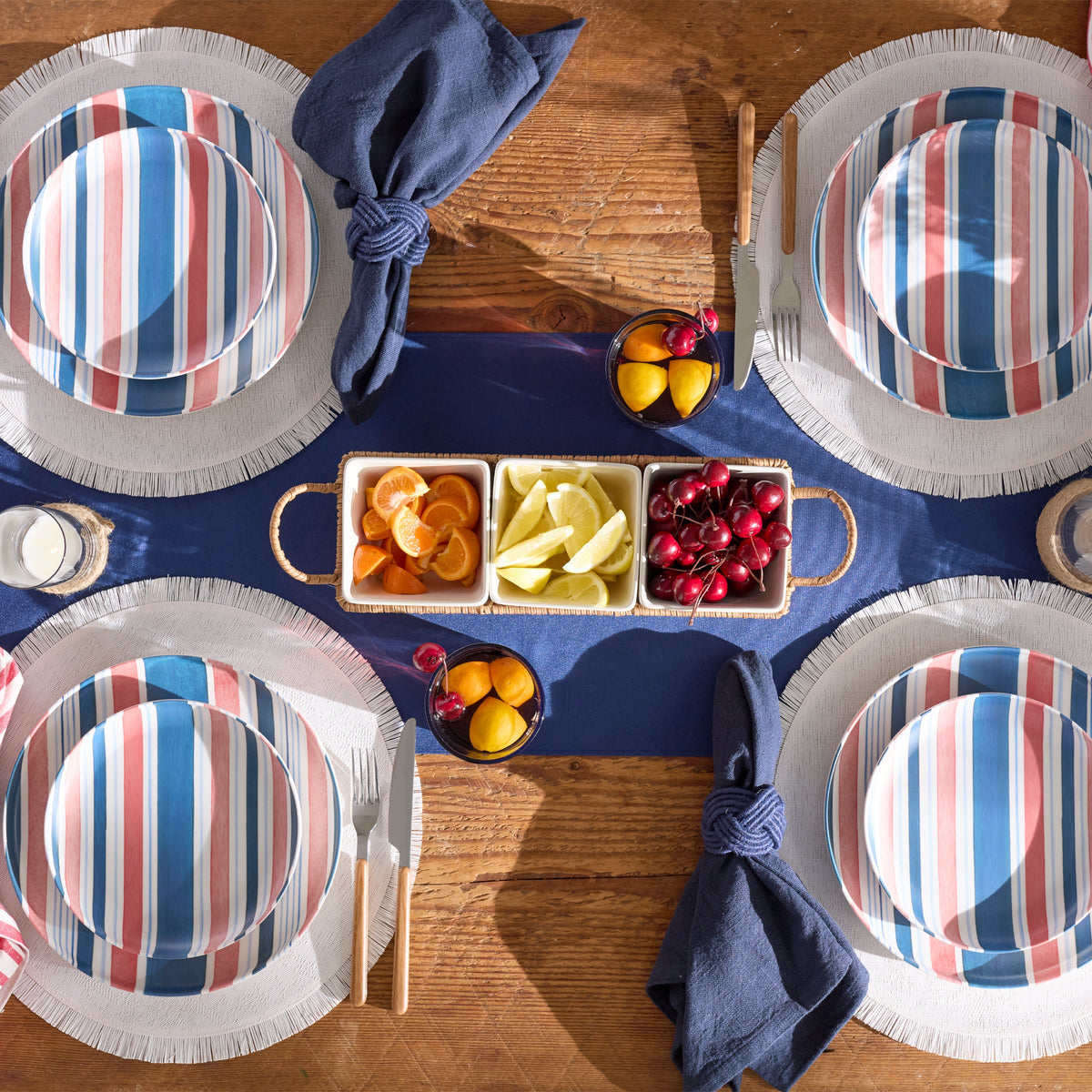 24 Seven Melamine Stripe 12-Piece Dinnerware Set